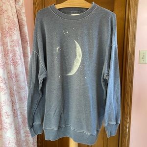 EUC size small blue gray American Eagle moon sweatshirt